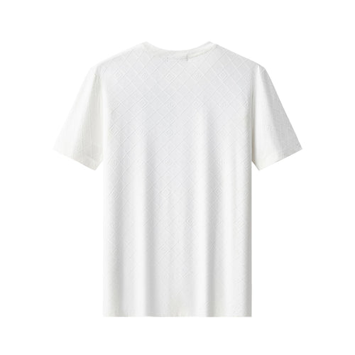 ETS03-Embossed Diamond Monogram Tee – El Baron-WHITE – view 1