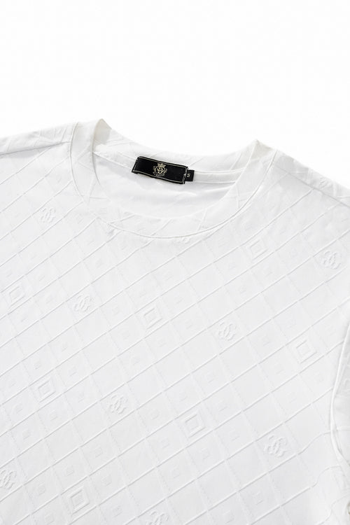 ETS03-Embossed Diamond Monogram Tee – El Baron-WHITE – view 2
