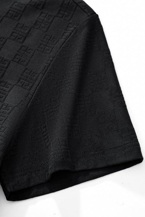 ETS04-Embossed Greek Key Texture Tee – El Baron-BLACK – view 4