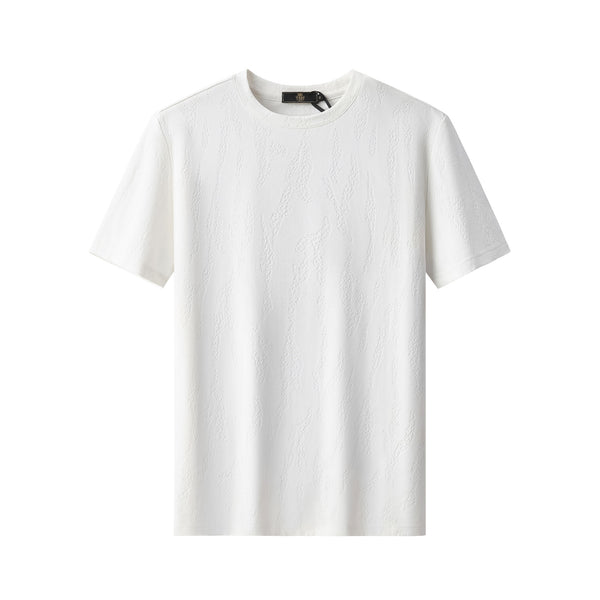 ETS05-Embossed Diamond Texture Tee – El Baron-WHITE
