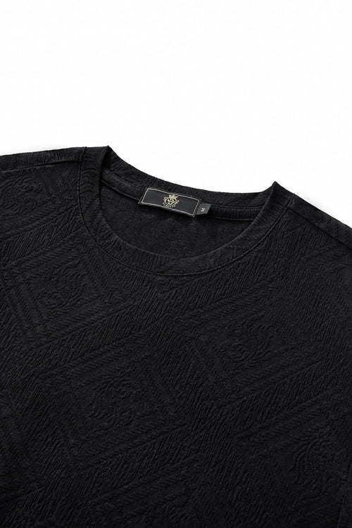 ETS06-Embossed Geo Texture Tee – El Baron-BLACK – view 2