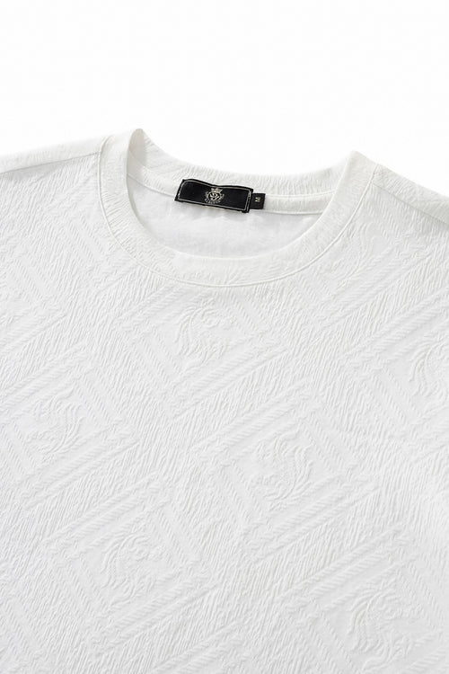 ETS06-Embossed Geo Texture Tee – El Baron-WHITE – view 2