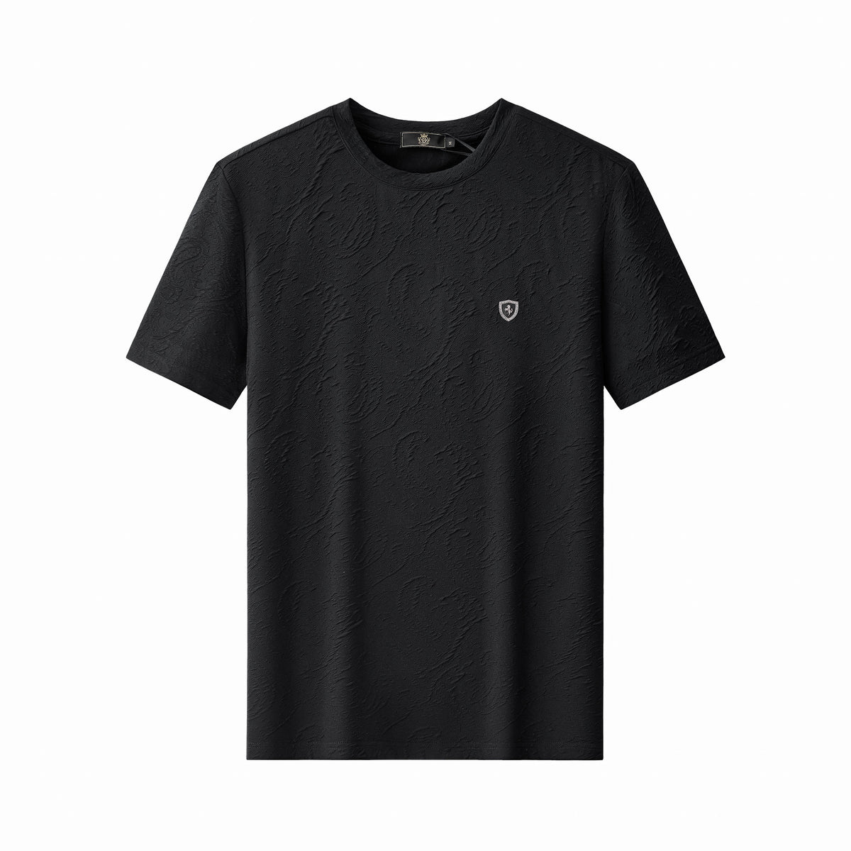 ETS07-Textured Wave Cotton Tee – El Baron-BLACK – BAROCCO wholesale t-shirts
