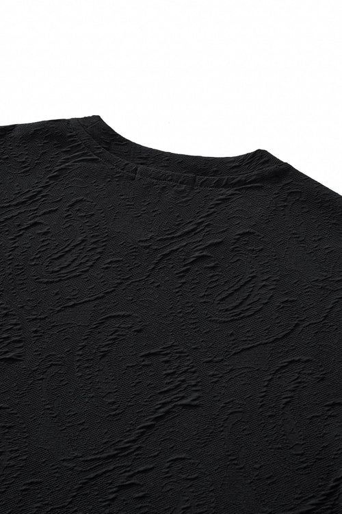 ETS07-Textured Wave Cotton Tee – El Baron-BLACK – view 7