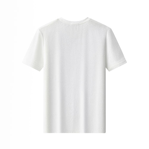 ETS07-Textured Wave Cotton Tee – El Baron-WHITE – view 1