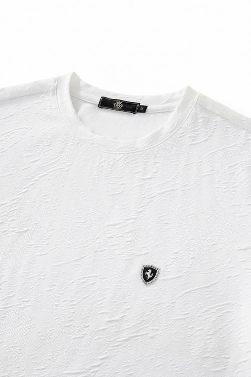 ETS07-Textured Wave Cotton Tee – El Baron-WHITE – view 2