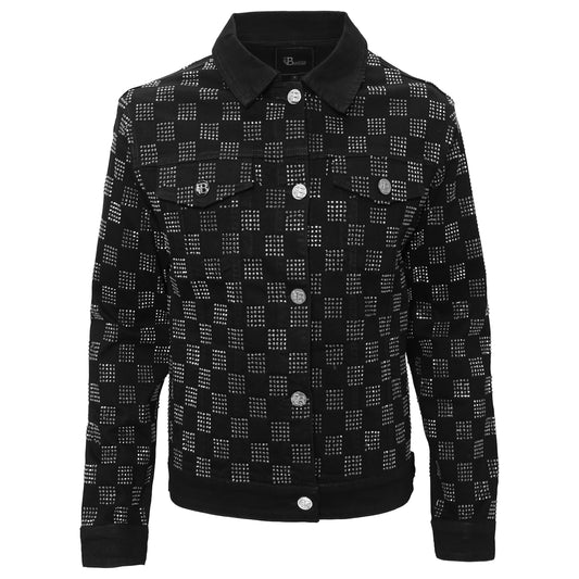Dazzle Check Denim Jacket-BLACK/SILVER
