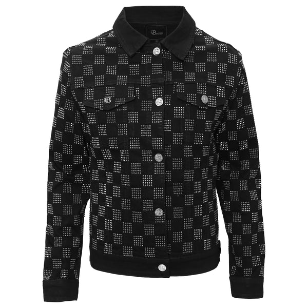 Chaqueta vaquera con cuadros deslumbrantes - NEGRO/PLATA