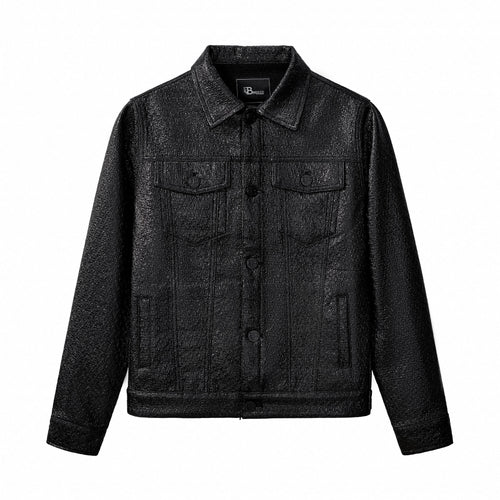JJ606 - Noir Trucker Jacket-BLACK