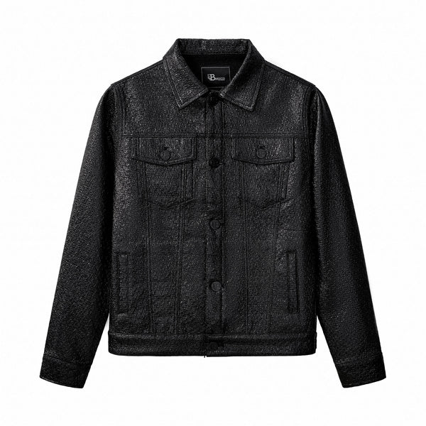 JJ606 - Noir Trucker Jacket-BLACK