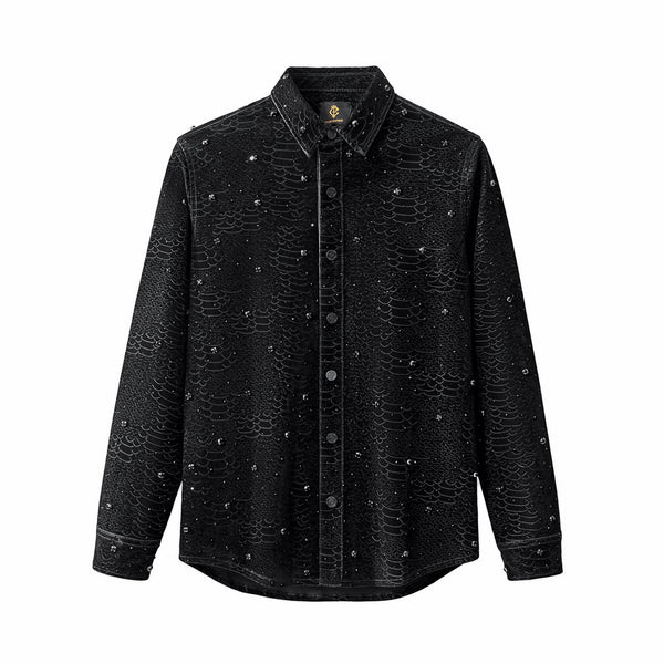 PJJ420 - Midnight Serpent Rhinestone Jacket-BLACK