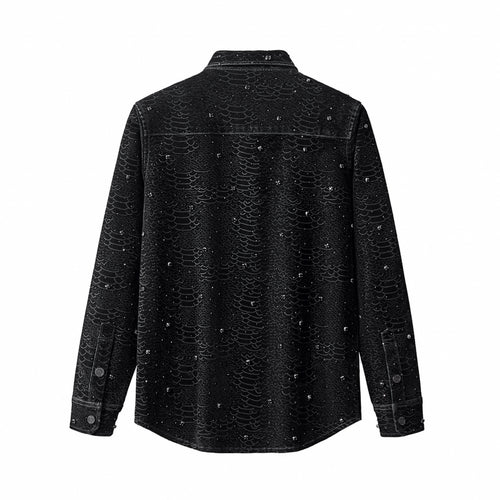 Chaqueta de serpiente de medianoche con diamantes de imitación - NEGRO – view 1