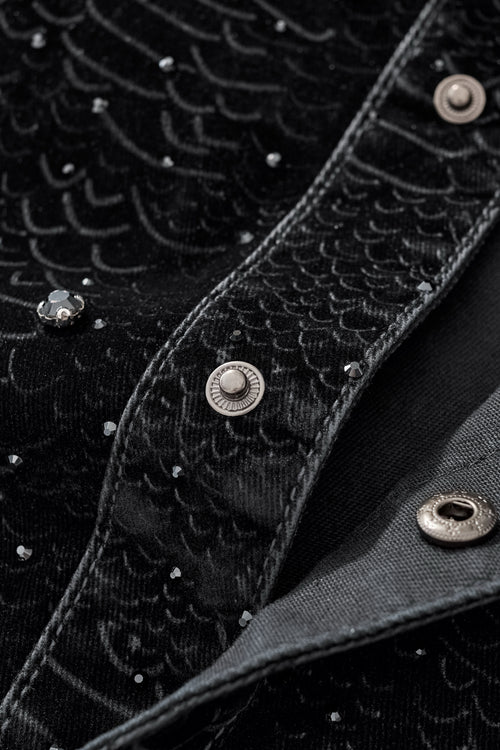 Chaqueta de serpiente de medianoche con diamantes de imitación - NEGRO – view 2
