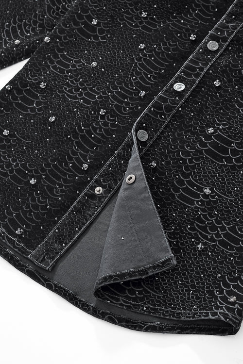 Chaqueta de serpiente de medianoche con diamantes de imitación - NEGRO – view 3