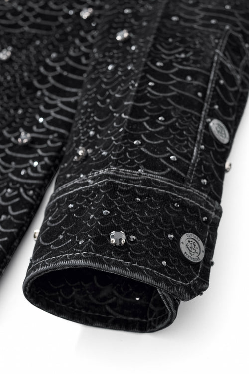 Chaqueta de serpiente de medianoche con diamantes de imitación - NEGRO – view 4