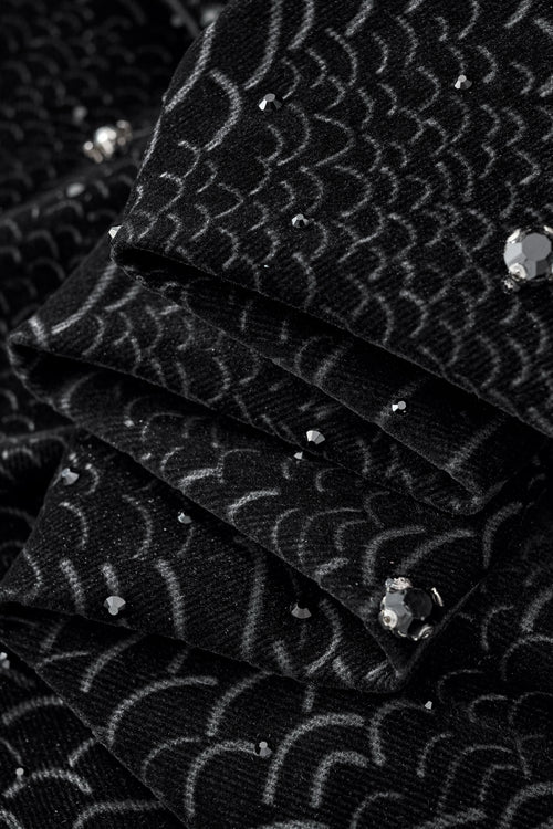 Chaqueta de serpiente de medianoche con diamantes de imitación - NEGRO – view 5