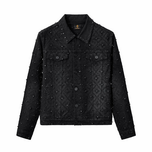 PJJ421 - Radiant Embl Denim Jkt – Century Penthouse-BLACK