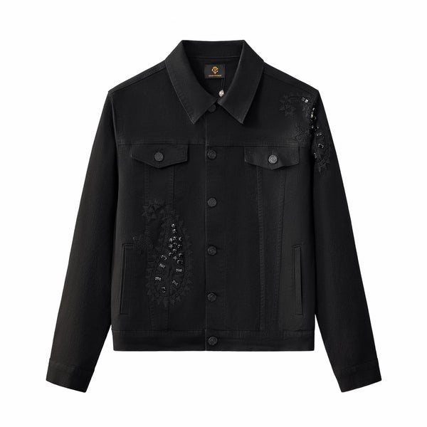 PJJ422 - Eminence Paisley Denim Jkt – Century Penthouse-BLACK
