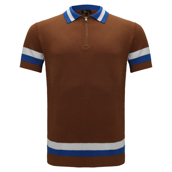 PS595 - Heritage Stripe Knit Polo-KHAKI