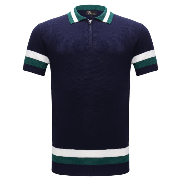 PS595 - Heritage Stripe Knit Polo-NAVY