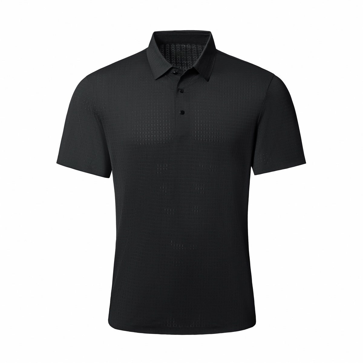 Polo sin costuras con textura de cuadrícula - NEGRO – BAROCCO wholesale polo shirts