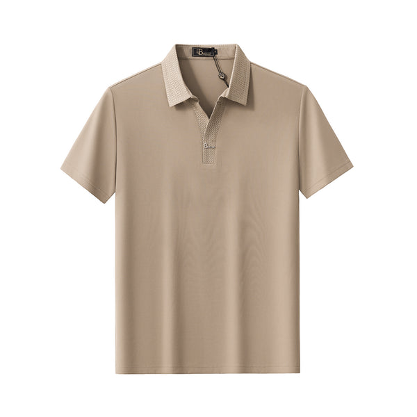 PS803 - Stride Contrast Collar Polo-KHAKI