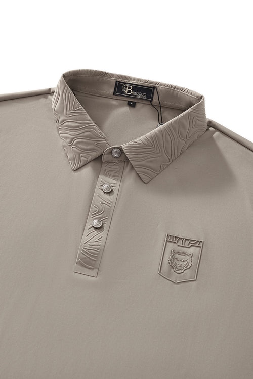 PS810-Embossed Crest Performance Polo-KHAKI – view 2