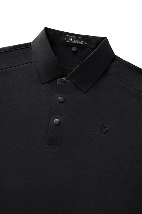 PS816-Perforated Shoulder Performance Polo-BLACK – view 2