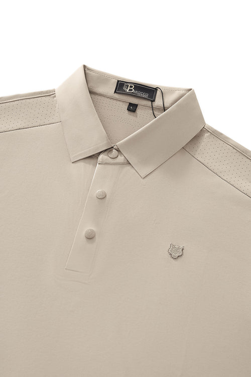 PS816-Perforated Shoulder Performance Polo-KHAKI – view 2