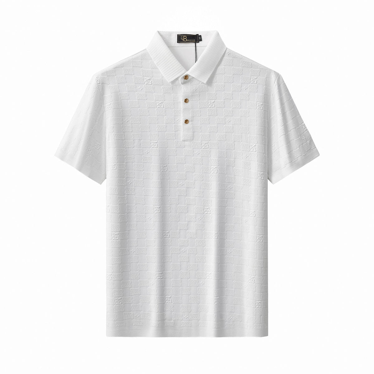 PS817-Seamless Check Texture Polo-WHITE – BAROCCO wholesale polo shirts