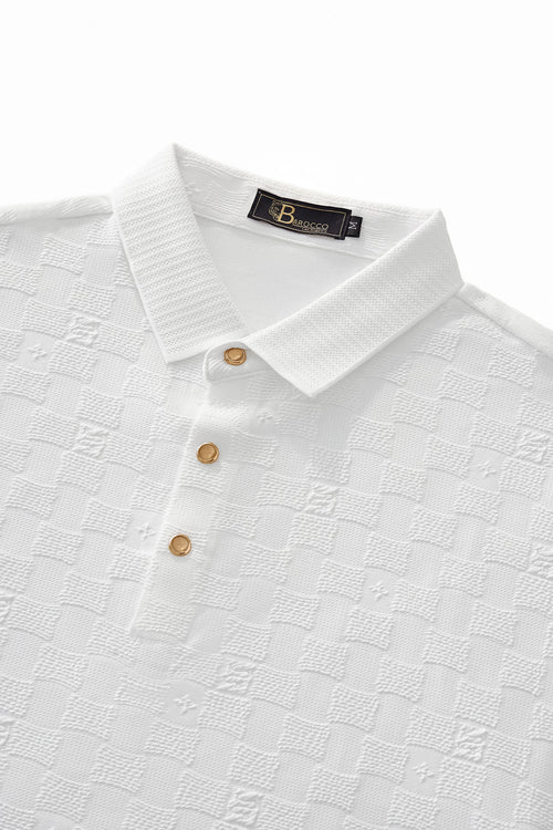 PS817-Seamless Check Texture Polo-WHITE – view 2