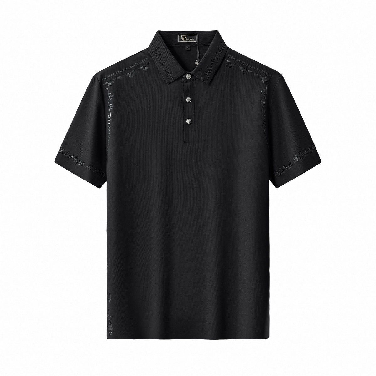 PS923 - Ornate Trim Polo-BLACK – BAROCCO wholesale polo shirts