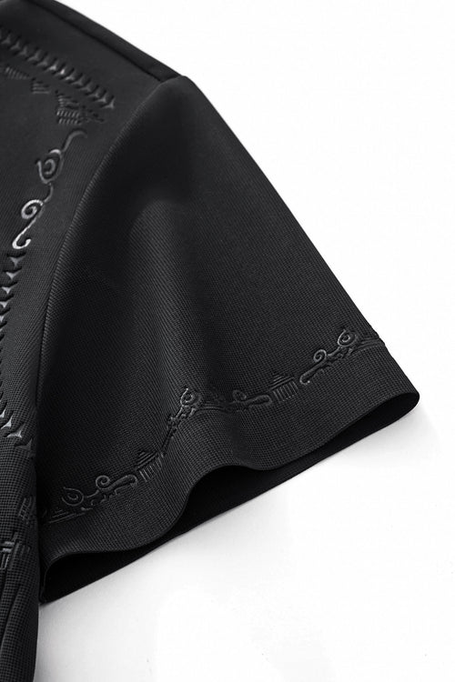 PS923 - Ornate Trim Polo-BLACK – view 5