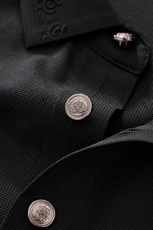 PS923 - Ornate Trim Polo-BLACK – view 6