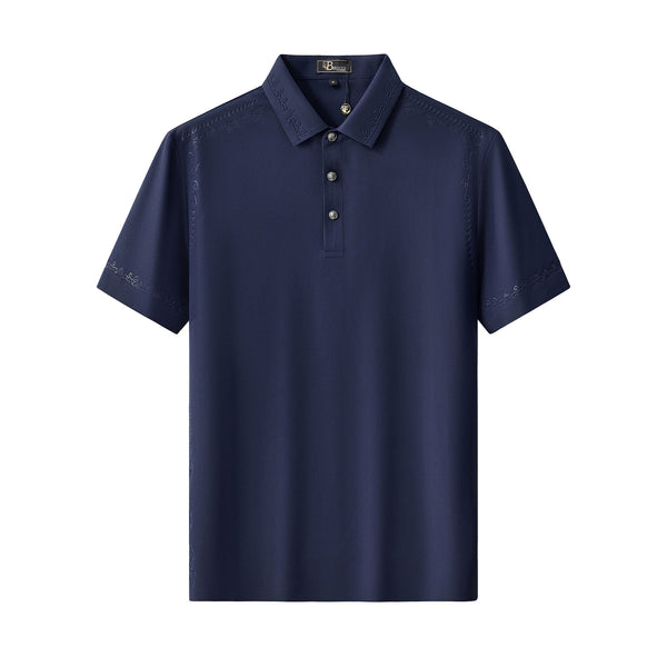 Polo con ribete ornamentado - AZUL MARINO