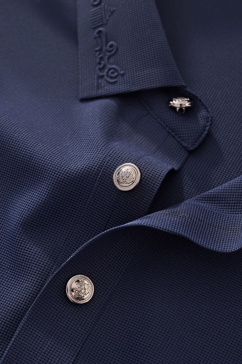 PS923 - Ornate Trim Polo-NAVY – view 6