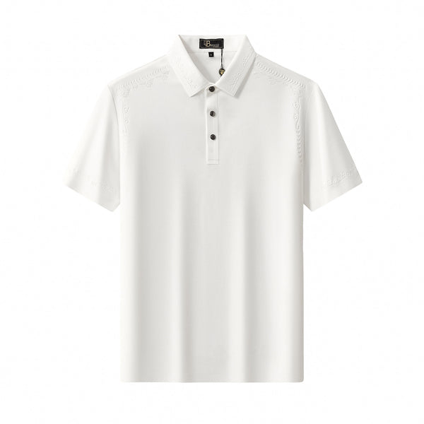 PS923 - Ornate Trim Polo-WHITE