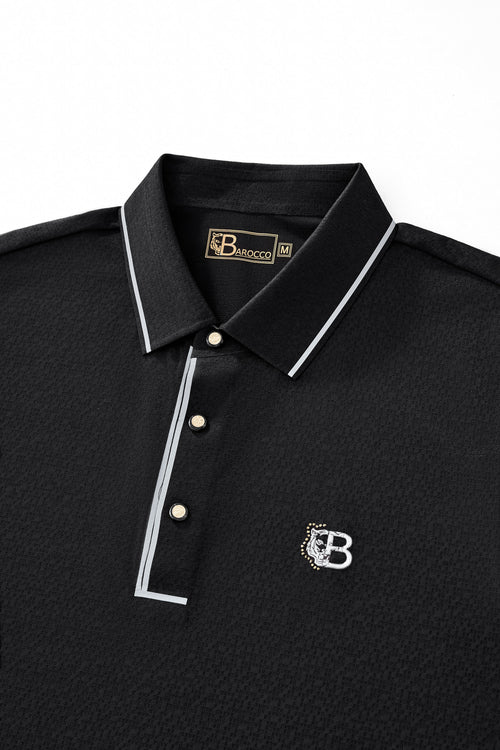 PSL2000-Seamless Mosaic Texture Polo-BLACK – view 2