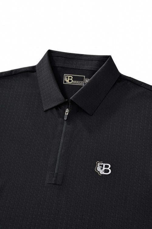PSL2001-Seamless Horizon Zip Polo-BLACK – view 2