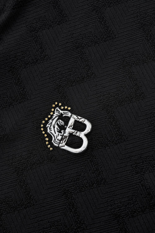 PSL2002-Seamless Chevron Texture Polo-BLACK – view 5