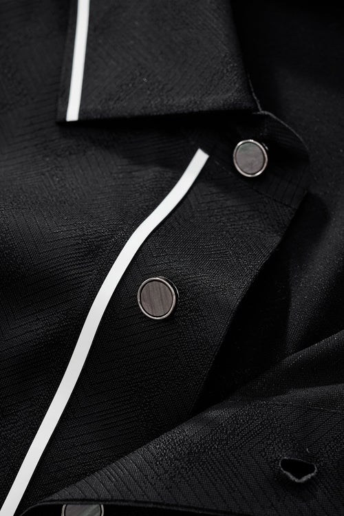 PSL2002-Seamless Chevron Texture Polo-BLACK – view 6