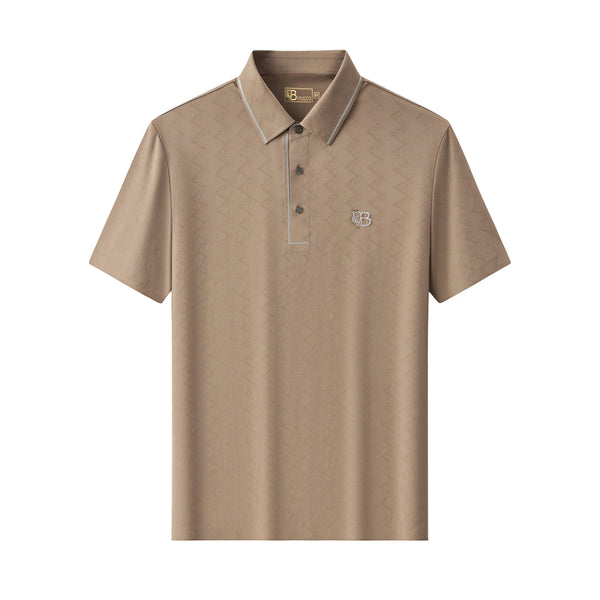 PSL2002-Seamless Chevron Texture Polo-KHAKI