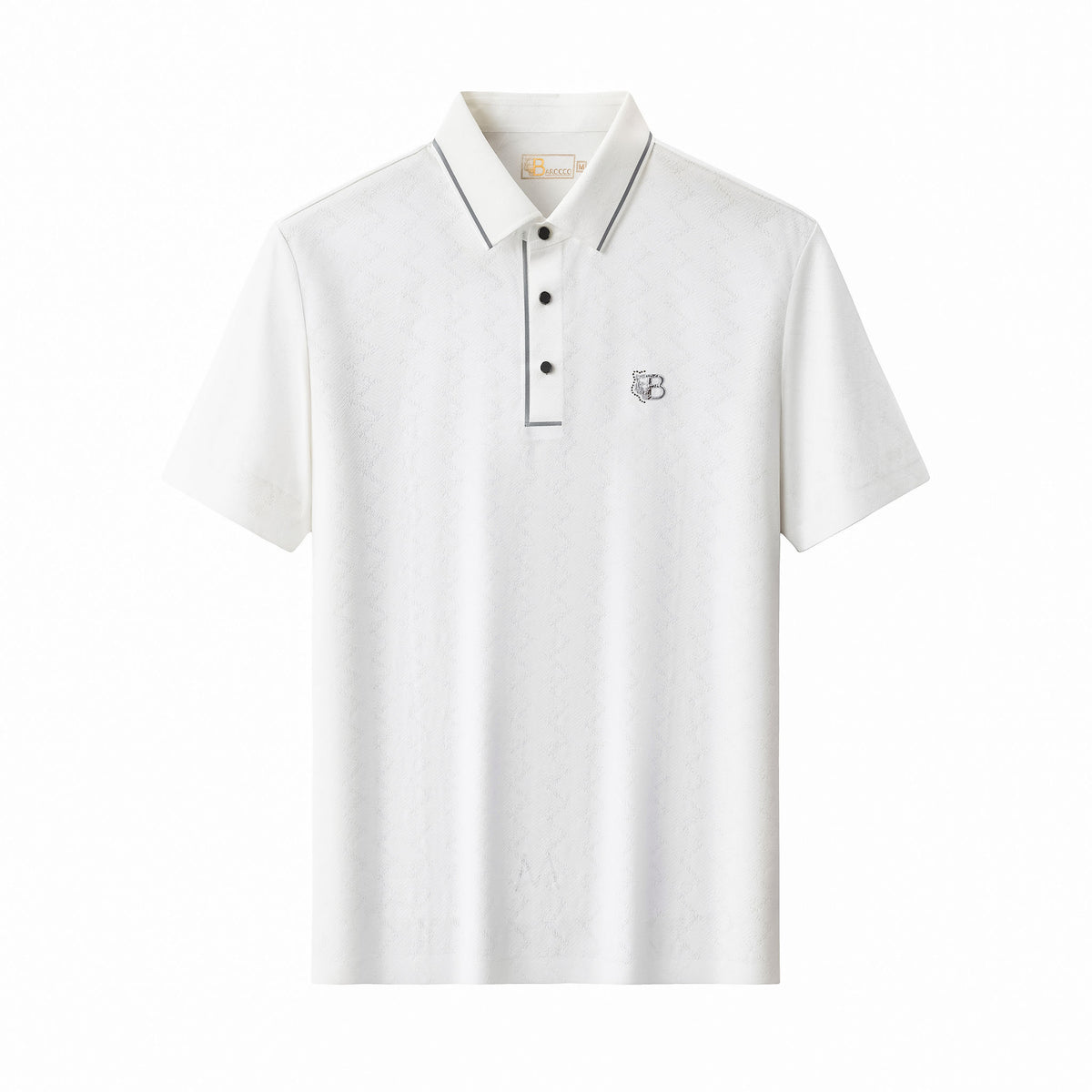 PSL2002-Seamless Chevron Texture Polo-WHITE – BAROCCO wholesale polo shirts