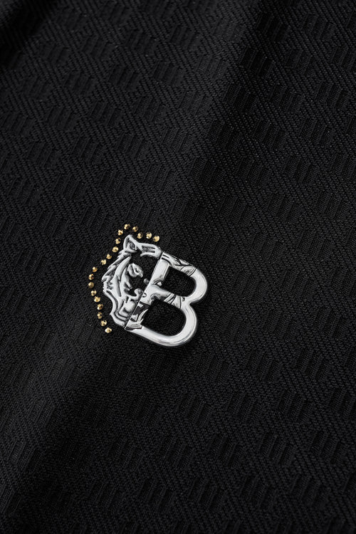 PSL2003-Seamless Geo Texture Polo-BLACK – view 5