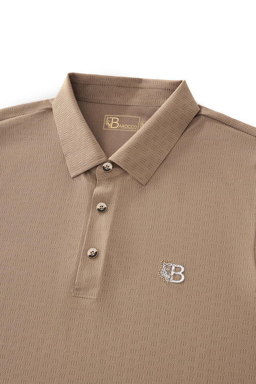 PSL2003-Seamless Geo Texture Polo-KHAKI – view 2