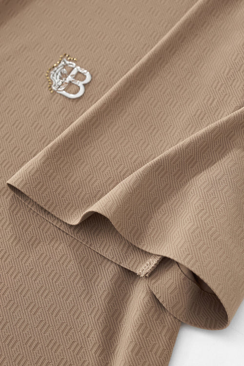 PSL2003-Seamless Geo Texture Polo-KHAKI – view 4
