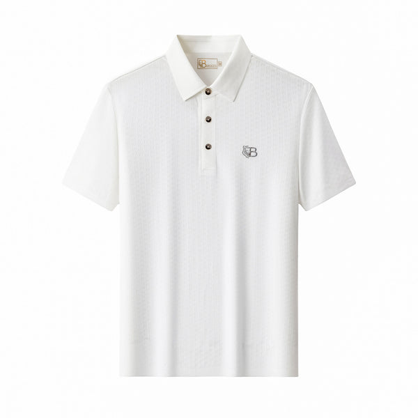 PSL2003-Seamless Geo Texture Polo-WHITE