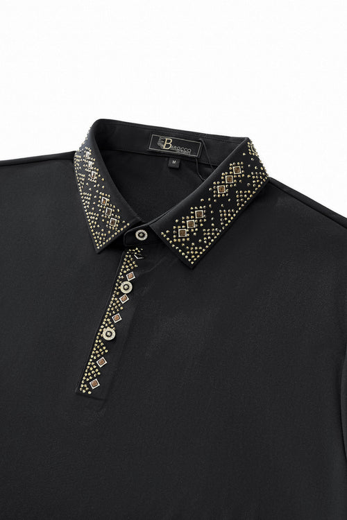 PSR201-Lustre Matrix Polo-BLKGD – view 2