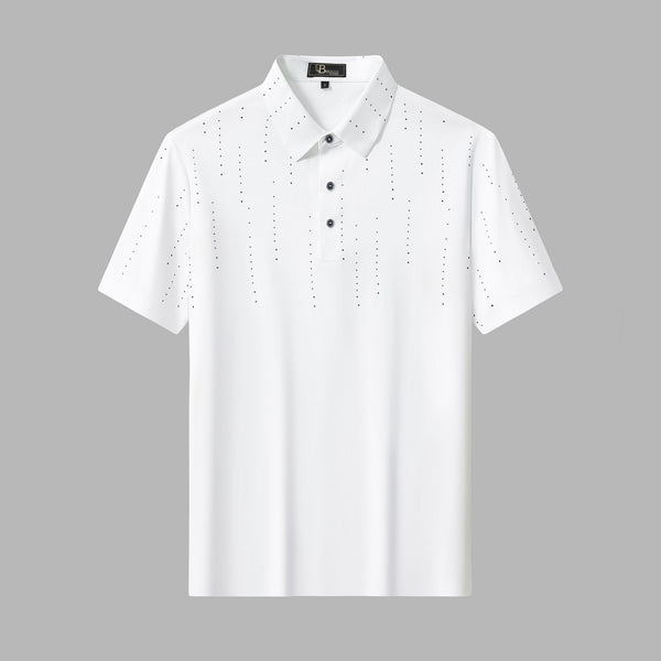 PSR203-Midnight Crystal Cascade Polo-WHITE/ROYAL