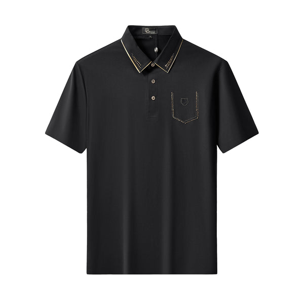 PSR204-Regal Crystal Pocket Polo-BLACK/GOLD
